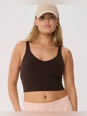 OFFLINE by Aerie Brown Lace Padded Brami Crop Top Medium